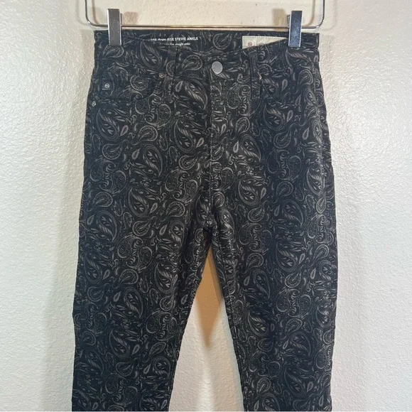 ANTHROPOLOGIE AG Adriano Goldschmied Velvet Paisley High Rise Stevie Ankle Pants - Picture 4 of 14